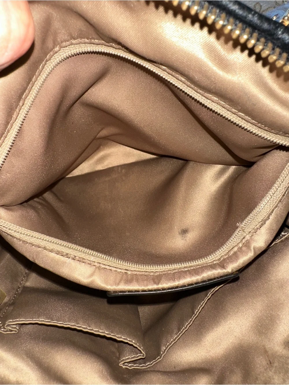 Coach Brown Khaki Signature Canvas Shoulder Tote with Black Trim